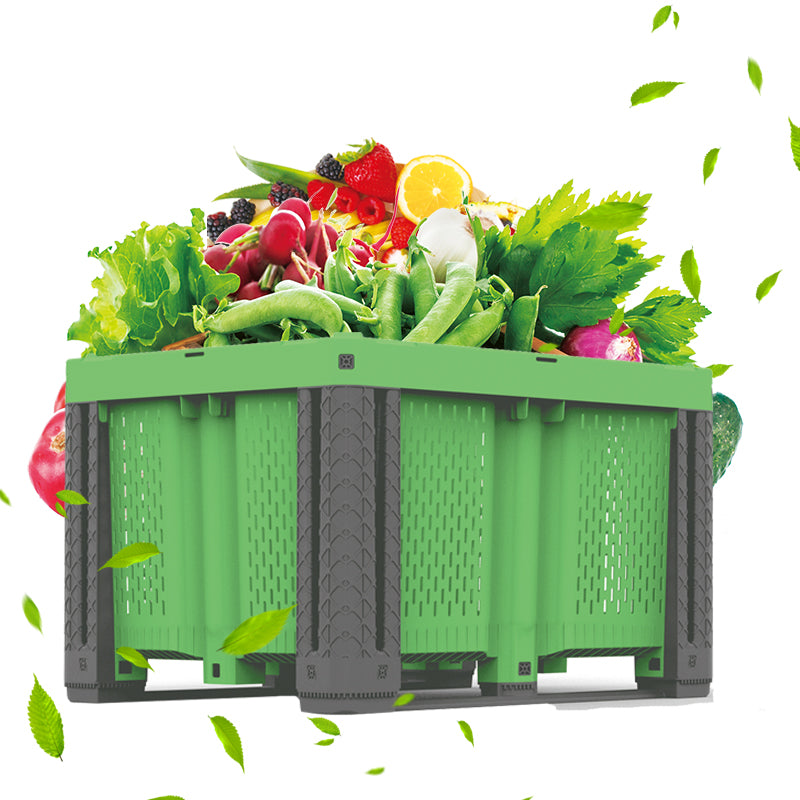 Nesting Plastic Storage Bin Space-Saving Agricultural Crate 70% Empty Storage Reduction Stackable Harvest Container